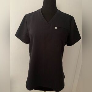 Fabletics Black Performance V-Neck Medical Scrub Top Size S